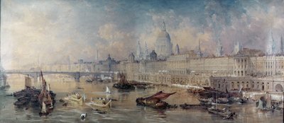 Entwurf für das Thames Embankment, Blick flussaufwärts von Thomas Allom